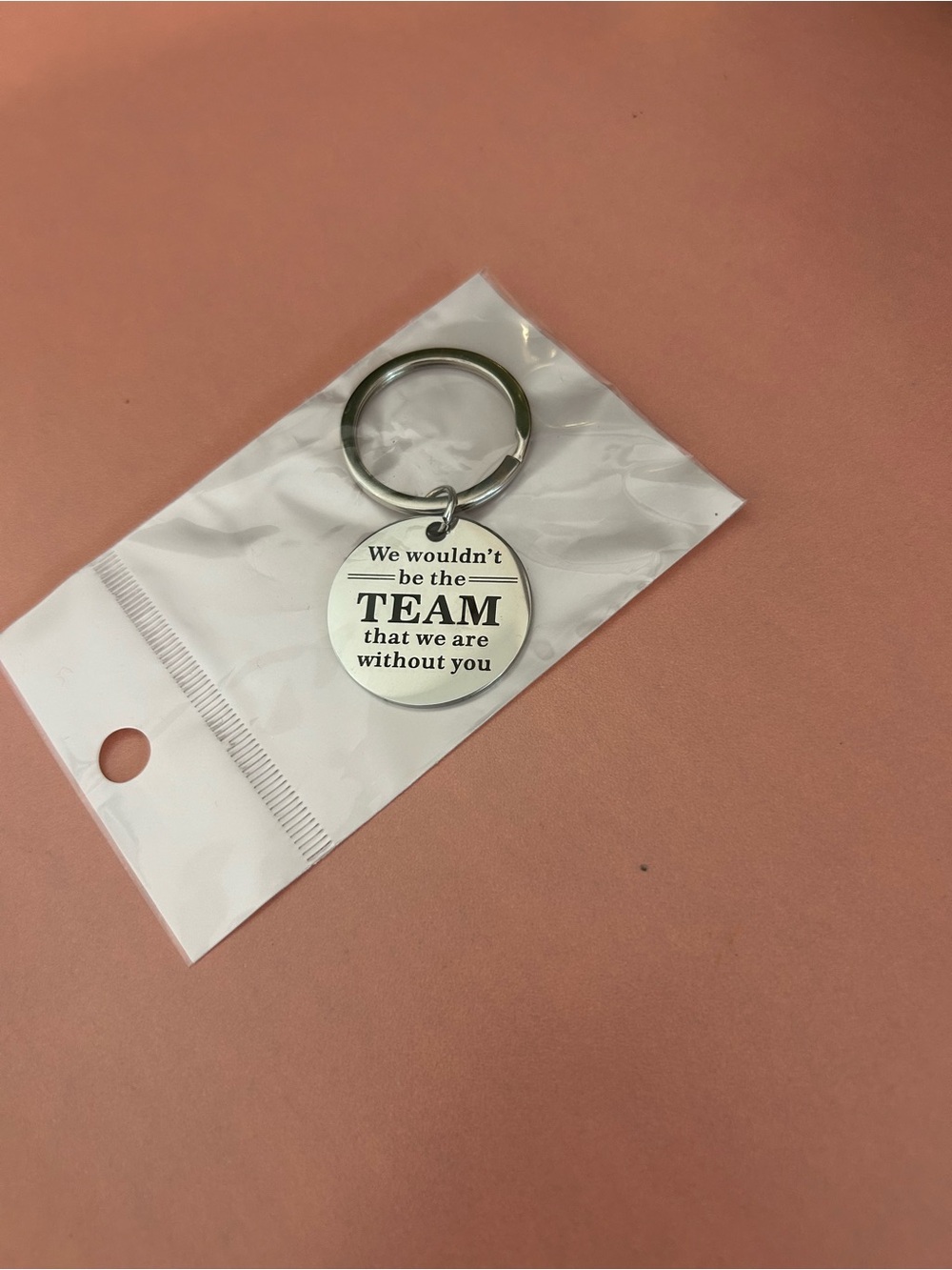 “NEW IN PACKAGE” Team Key Ring - Silver Round Motivational Key Ring